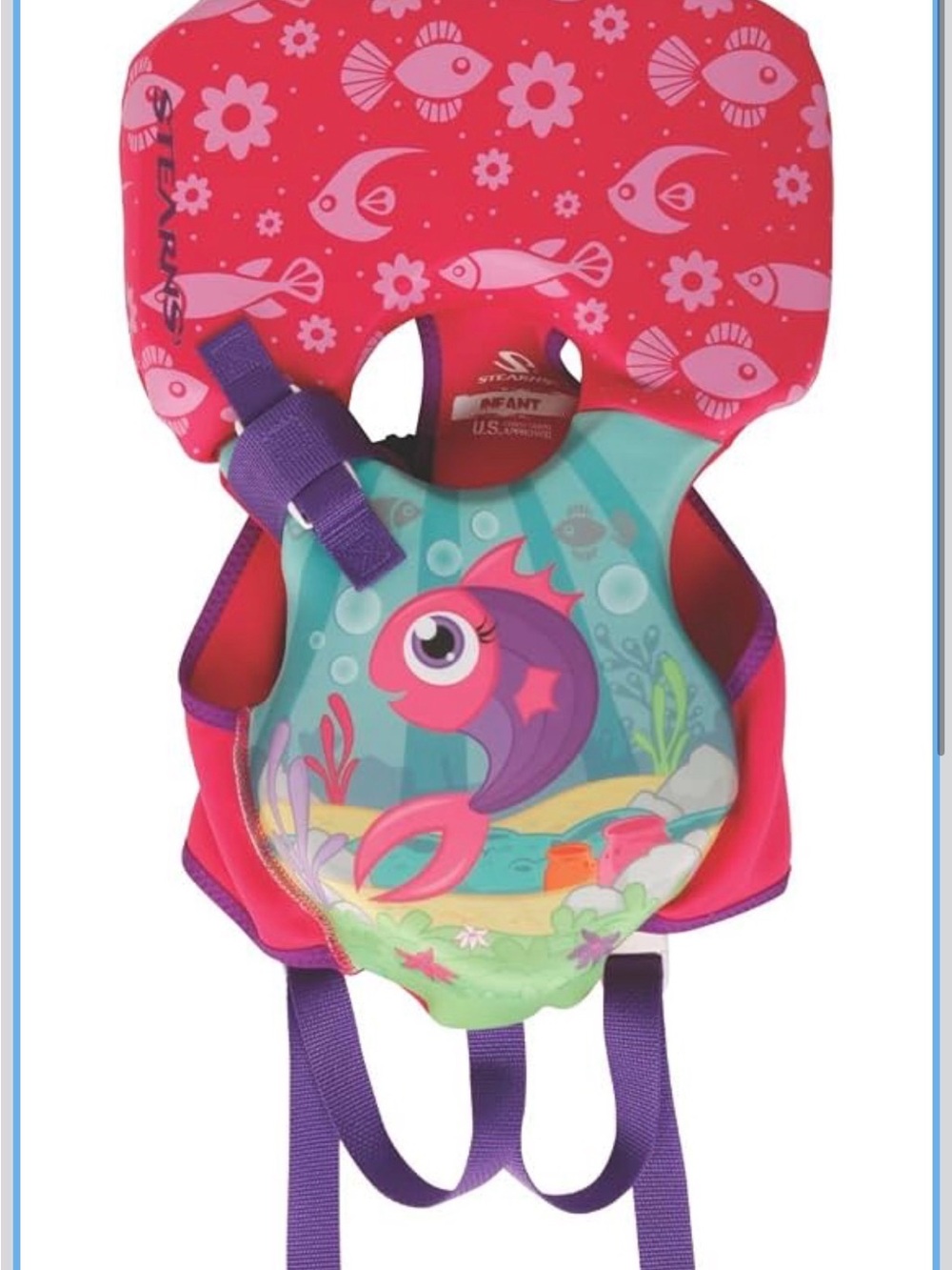 Kids Swim Vest with Pink Fish Design - Infant Life Jacket
